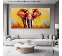 Moderni Camera Da Letto 100L x50l cm Senza cornice Decorazioni Parete Soggiorno Stampa Su Tela Moderna Casa Salotto Poste Pittura a olio con inchiostro di elefante Decora la casa Regalo Rosso Giallo