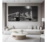 Moderni Camera Da Letto 50L x35l cm Senza cornice Decorazioni Parete Soggiorno Stampa Su Tela Moderna Casa Salotto Poste Ponte Città Luna Decora la casa Regalo Nero e bianco argento grigio