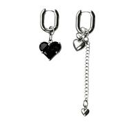 Moderni Orecchini Asimmetrici Cuore Moda Elegante Punk Accessori Gioielli Orecchio Lega Texture per Dichiarazioni di Moda Decorazione Lunga Morsetti per le Orecchie, One Size, come descritto, come