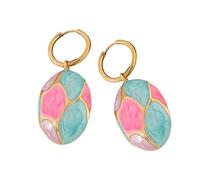 Moderni orecchini pendenti ovali in acciaio inox, eleganti orecchini pendenti progettati per donne alla moda con sensibilità ai metalli, gioielli per occasioni di lavoro, Misura unica, come descritto