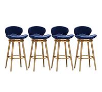 Moderni sgabelli da bar girevoli in velluto con schienale, 4 sedie in metallo blu per cucina a isola, 65 cm, mobili da pranzo eleganti e confortevoli