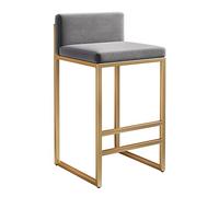 Moderni sgabelli da bar imbottiti in velluto con schienale alto sedia per cucina isola pub elegante grigio/oro sgabello alto per arredamento domestico 65,6 cm H