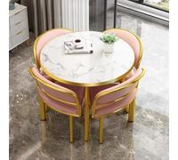 ModernMarbleDiningTableSetwith4SoftBackChairs5PieceRound DiningFurnitureforSmallSpacesPerfectforApartments&CozyDiningAreas