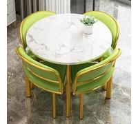 ModernMarbleDiningTableSetwith4SoftBackChairs5PieceRound DiningFurnitureforSmallSpacesStylishSpaceSingDesignforAppartamenti