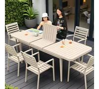 Moderno 5/7/9 Pezzo di Alluminio Mobili Da Giardino Set Outdoor Tavolo Da Pranzo & Sedie Patio Sedie Per 6 Regolabile 180230cm Tavolo Elegante Outdoor Decor