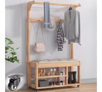 Moderno appendiabiti angolare con cuscino imbottito, organizer per ingresso a 2 livelli, elegante albero da ingresso per soggiorno, camera da letto e ufficio, soluzione autoportante, L 80 cm