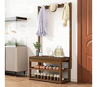 Moderno appendiabiti industriale B con scarpiera 3 in 1 albero per ingresso 5 ganci e 2 ripiani scarpiera facile da montare 97 x 29 x 168 cm elegante e salvaspazio.