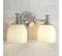 Moderno applique da parete cromato con paralume in vetro bianco vintage per bagno elegante design in ferro per specchio da toeletta elegante accessorio per la decorazione della casa.