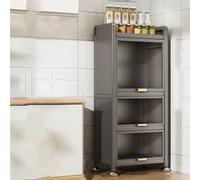 Moderno armadietto da cucina da 45 cm, supporto per microonde a 4 ripiani e portabottiglie per vino, organizer salvaspazio per cucina e sala da pranzo, soluzione elegante per mobili per la casa