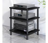 Moderno armadio AV con ampio rack audio, supporto per lettore multimediale, supporto per riunioni, soggiorno, sala di registrazione, nero (60 x 66,5 cm)