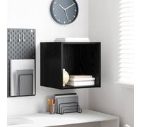 Moderno armadio da parete in rovere nero, 37 x 37 cm, in legno ingegnerizzato con ripiani, design minimalista, per soggiorno, casa e soluzione salvaspazio
