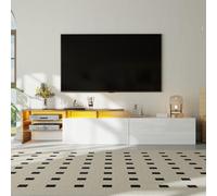 Moderno Armadio Televisivo Lucido con 2 Porte,Elegante Tv Mobile a Schermo Basso,Mobile Sala Moderna con Illuminazione a LED Robusto E Stabile,Design Compatto,Legno Nero e Naturale