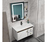 Moderno bagno Vanity Combo con specchio LED rubinetto caldo e freddo Armadi da parete 70 cm/27,5 "Set di vanità per il bagno elegante stoccaggio e atmosfera.