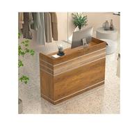Moderno banco cassa con gestione dei cavi, scrivania per la reception per salone, ufficio, negozio, clinica e casa, tavolo anteriore in rovere giallo 80 cm