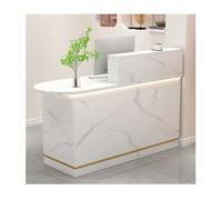 Moderno banco cassa con luci a LED e armadietti, reception per salone e hall, elegante tavolo frontale, 80 cm, migliora l'esperienza del cliente