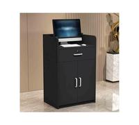Moderno banco cassa nero con cassetti per ufficio reception e negozi al dettaglio - unità di benvenuto 60 cm (23,6 pollici) perfetta per reception aziendale e centri commerciali