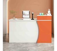 Moderno banco da banco per reception, con ampio vano portaoggetti e cassetto chiudibile a chiave, per check-out in ufficio, boutique spa, arancione (100 cm)