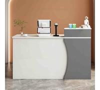 Moderno banco da banco per reception, tavolo da banco con cassetto bloccabile e grande contenitore, grigio, 2 100 cm, ideale per ufficio, boutique, spa, check out al dettaglio