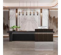 Moderno banco di ricezione con logo personalizzato e illuminazione a LED nascosta, bancone anteriore per ufficio in legno massello con area espositiva e stoccaggio, nessun montaggio richiesto, A, 120
