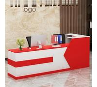 Moderno banco di ricezione in legno con bancone e cassetto bloccabile, L-Shap Salone Reception Retail Office Lobby Bancone Front Desk