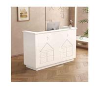 Moderno banco per reception, 140,7 cm, multifunzione, per salone e ufficio, elegante scrivania per vendite bianca ideale per area reception e servizio clienti