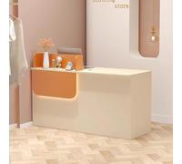 Moderno banco per reception con bancone, piccolo tavolo frontale dotato di cassetti e bancone a LED per la ricezione frontale per lobby, saloni, vendita al dettaglio
