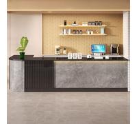 Moderno banco per ricevimenti a LED, elegante bancone anteriore per saloni e piccole imprese, postazione di lavoro contemporanea con illuminazione, perfetta per studi di bellezza e spa