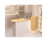 Moderno banco per ricevimenti con armadietti e ripiani portaoggetti con illuminazione a LED, bancone anteriore per saloni di vendita al dettaglio e uffici domestici, elegante tavolo da ricevimento dal