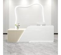 Moderno banco per ricevimenti con bancone da 180 cm, elegante tavolo per le casse a forma di L, per hotel, saloni di bellezza e negozi al dettaglio, durevole, funzionale e dal design elegante