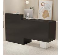Moderno banco per ricevimenti con cassetto chiudibile a chiave e ampio contenitore, elegante tavolo anteriore per negozi e saloni, lato destro, nero, 100 x 50 x 105 cm, design elegante