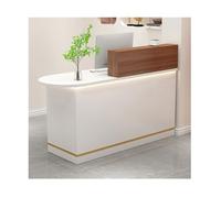 Moderno banco per ricevimenti con luci, contatore di cassa, elegante tavolo frontale con cassetti e armadi, perfetto per corridoi e aree check-out (L80 cm)