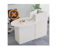 Moderno banco per ricevimenti da ufficio, bancone per casse, elegante bancone bianco per negozi e negozi di abbigliamento, design salvaspazio, 120 cm, orientamento a sinistra