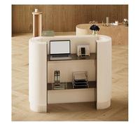 Moderno banco per ricevimenti, elegante banco cassa per mostre artigianali, supporto portatile curvo compatto per bar, hotel e piccoli spazi, espositore bianco