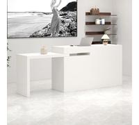 Moderno banco reception bianco con cassetto portaoggetti display compatto per cliniche, saloni e supermercati, 100 x 50 x 90 cm, mobili per vendita al dettaglio