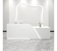 Moderno banco reception con bancone frontale - Elegante tavolo per la cassa per alberghi, saloni di bellezza e negozi - Forma a D destra 200 cm ideale per spazi professionali
