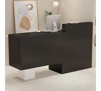 Moderno banco reception con cassetto chiudibile a chiave e ampio contenitore, elegante banco cassa per saloni e negozi, tavolo da reception (nero, 120 x 50 x 105 cm)