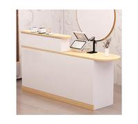 Moderno banco reception con cassetto chiudibile a chiave e luci banco cassa frontale per negozi di convenienza e abbigliamento elegante tavolo frontale con vano portaoggetti, lunghezza 140 cm/55,5