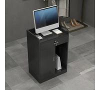 Moderno banco reception con cassetto chiudibile a chiave, elegante tavolo negoziale per saloni di bellezza, negozio di tè alle bolle, nero, 60 x 40 x 92 cm, soluzione funzionale per spazio di lavoro