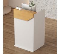 Moderno banco reception con cassetto chiudibile e passacavi, bancone per hotel, vendita al dettaglio, negozio di fiori, soluzione di arredamento elegante e funzionale