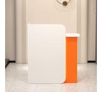 Moderno banco reception con cassetto di bloccaggio e luci a LED, elegante tavolo da bancone per ingresso e reception, finitura in similpelle design ergonomico