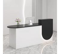 Moderno banco reception con contenitore, elegante tavolo da banco front office con illuminazione soffusa per piccole imprese (1 m, bianco e nero) - arredamento ideale per receptionist