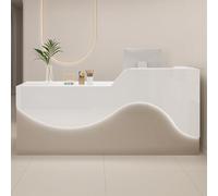Moderno banco reception con luce LED e cassetto chiudibile a chiave, deflettore a forma di L per ufficio e hall dell'hotel
