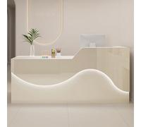 Moderno banco reception con luce LED e cassetto chiudibile a chiave, deflettore a forma di L per ufficio e hall dell'hotel
