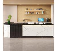 Moderno banco reception con luci a LED, elegante bancone anteriore per parrucchieri, centri benessere e postazioni di lavoro di piccole aziende, design contemporaneo e spazio funzionale