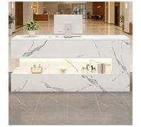 Moderno banco reception con luci LED, banco reception con display e sistema di gestione cavi nascosto, banchi cassa cons cassetto chiudibile a chiave,G left,130x55x90cm