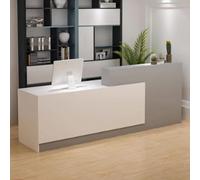 Moderno banco reception - elegante bancone anteriore grigio e bianco per saloni di bellezza e spa, 1,3 m facile da montare, in legno ingegnerizzato, arredamento funzionale per reception, design