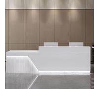Moderno banco reception - elegante bancone anteriore per piccole imprese, 120 cm, bianco, bancone reception con illuminazione delicata per sale di ricevimento e aree di attesa