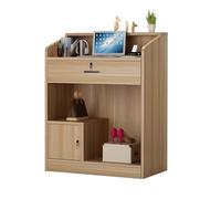 Moderno banco reception multifunzionale per ufficio hall e salone di bellezza finitura teak 80 x 92 cm (31,5 x 36 pollici) elegante mobili per reception