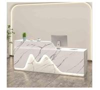 Moderno bancone per reception/reception in legno con funzione di checkout per lobby, saloni, uffici domestici e sale di ricevimento, nero e marrone (A2, L-120 x 58 x 99 cm)