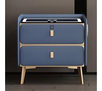 Moderno Bedside Table with Charging Station Luci LED Tempered Glass Top 2 Drawers Fingerprint Lock Altoparlante Bluetooth Blu (40 * 40 * 47)